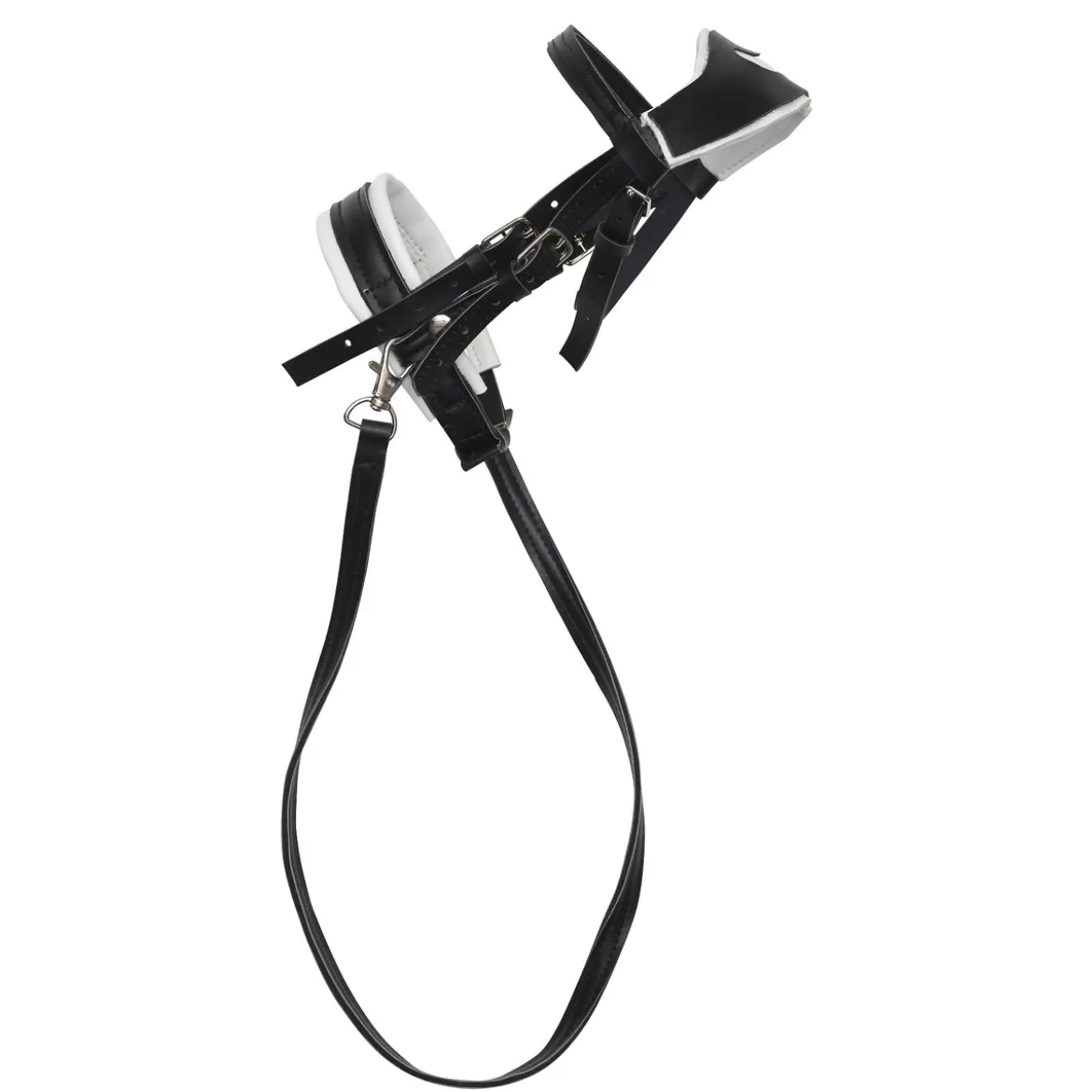 Svart ergonomiskt träns med tyglar till käpphäst och hobby horse