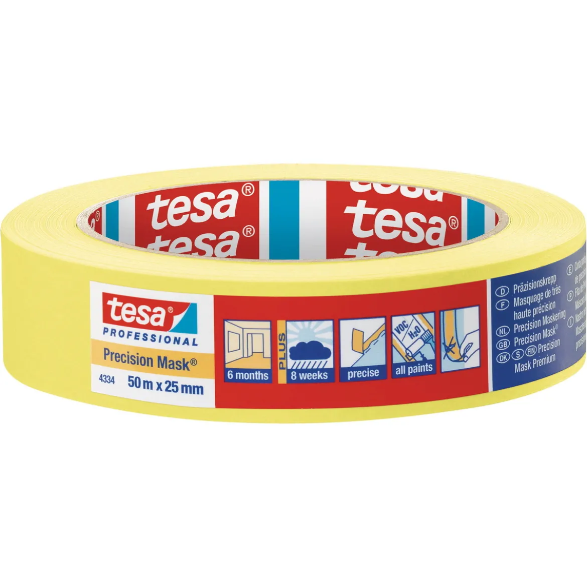 Tesa Precision Mask 4334 maskeringstejp målartejp precision 50 meter, 25 mm bredd