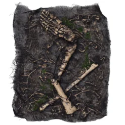 Textilduk med läskiga skelettdelar för halloweendukning ca 38×53 cm