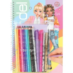 TOPModel designbok med 76 sidor, pennor och klistermärken, 20×28×2 cm