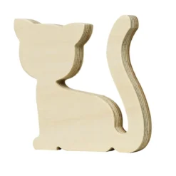 Träfigur katt 11x11 cm