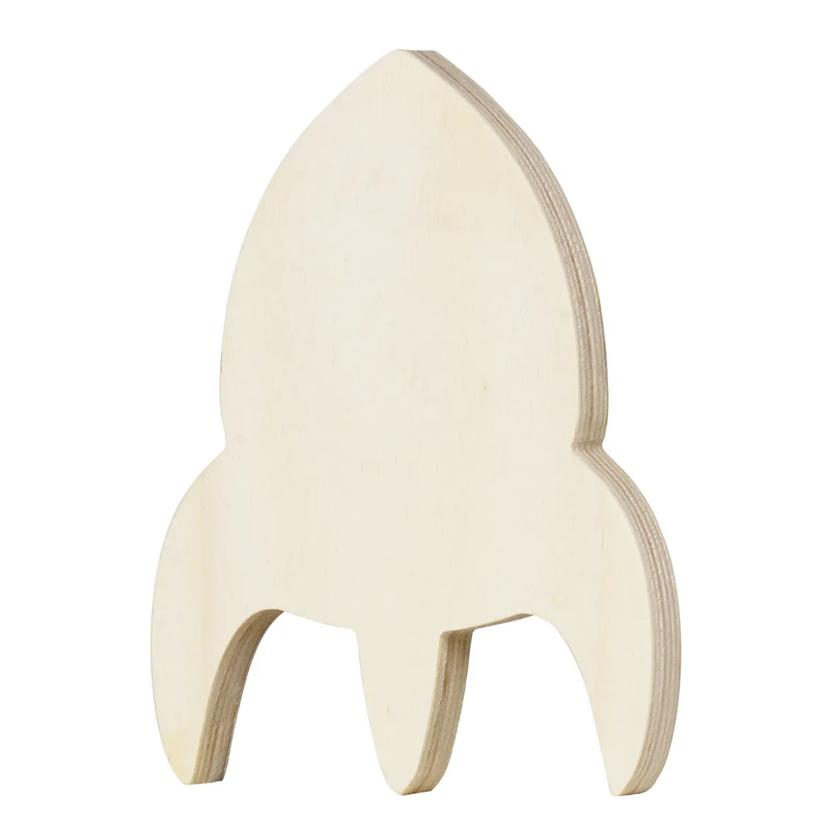 Träfigur rymdskepp – höjd 15 cm, bredd 11 cm, tjocklek 1,7 cm