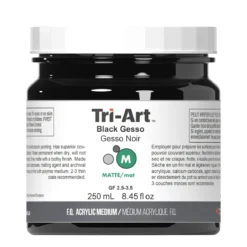 Tri-Art Medium Gesso Black 250 ml, svart grundering för akrylfärg