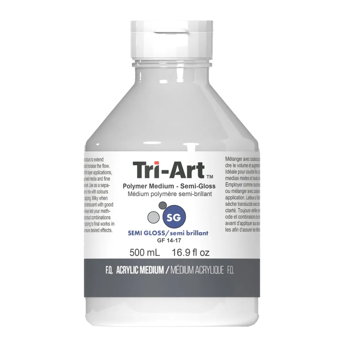 Tri-Art Polymer Medium Semi Gloss 500 ml, halvbankt förtunningsmedel för akrylfärg