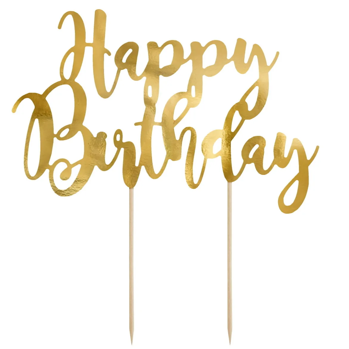 Tårtdekoration, cake topper, Happy Birthday i guldbokstäver 20×13 cm