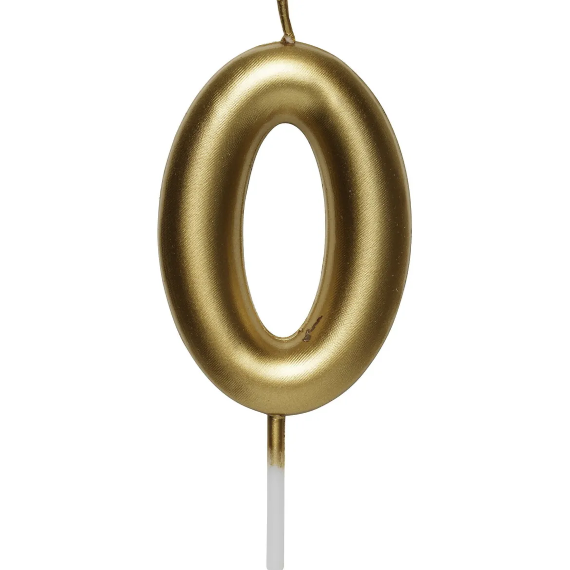 Tårtljus / sifferljus i guldfärg, 6 cm hög – siffran 0
