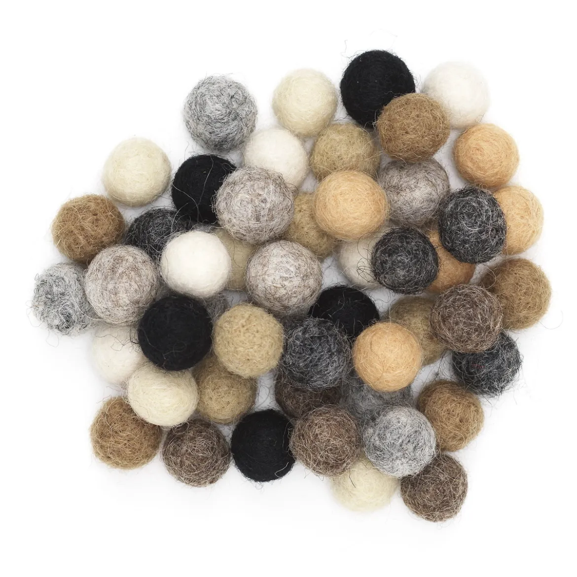 Ullkulor Ø10mm 50-pack, mix med naturfärger