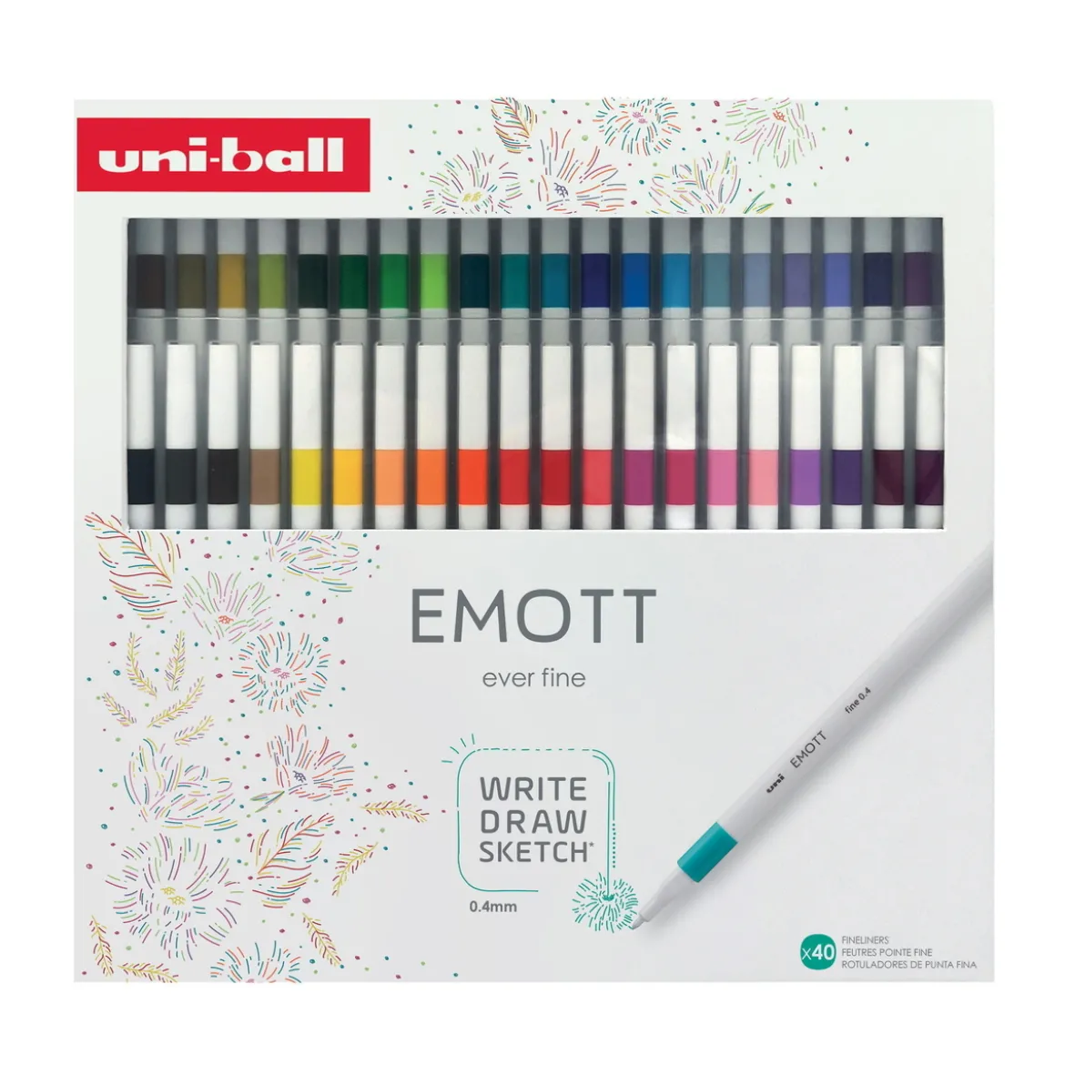 Uni Emott Ever Fine Fineliners 40-pack, 0,4 mm spets