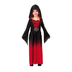 Vampyrklänning med huva, utklädnad till halloween, strl. 134-140, för barn 9–11 år