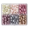 Vaxade glaspärlor, ca 480 st. i en elegant mix – 4 storlekar, Ø4, 6, 8 och 10 mm
