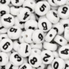 Vita sifferpärlor 0-9 – 150 st. Svarta siffror