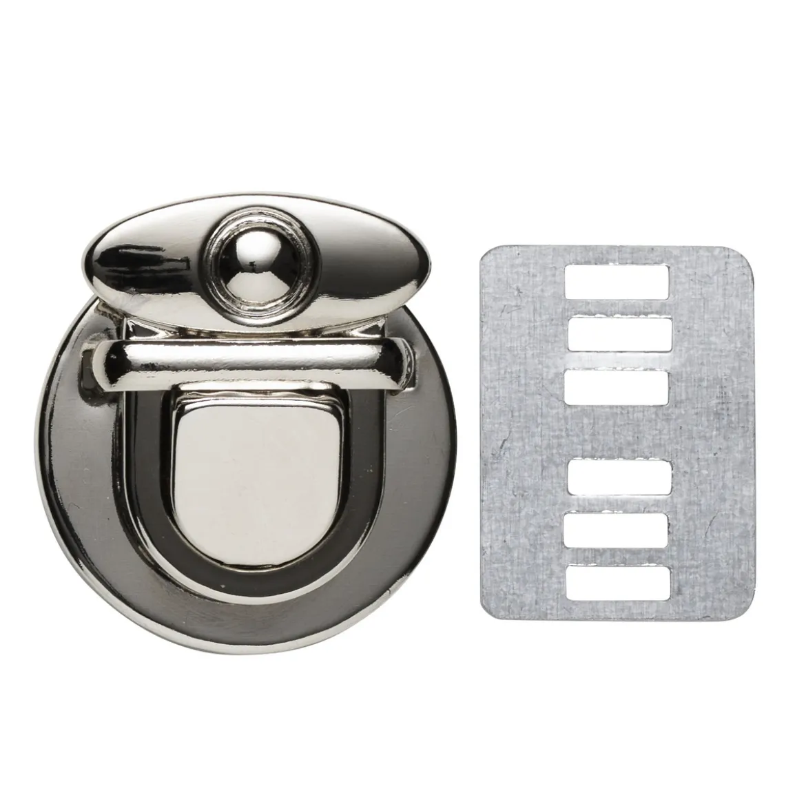 Väsklås av metall, silverfärgat, 3×3,4 cm