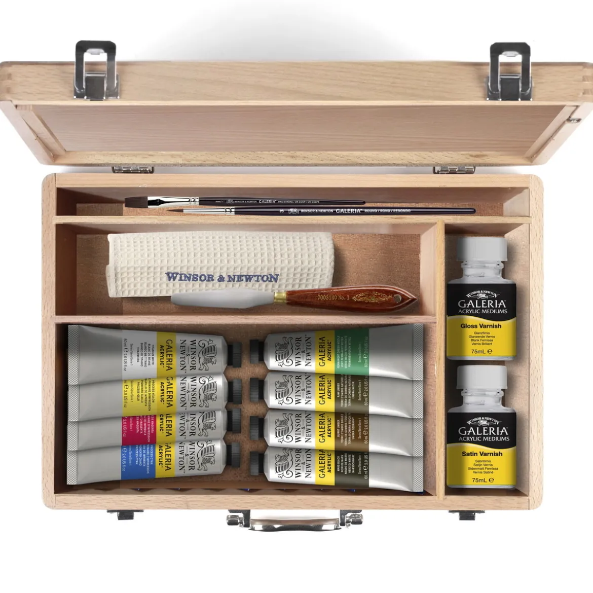 Winsor & Newton Acrylic Essentials Gift Set, träväska med allt för att måla med akrylfärg