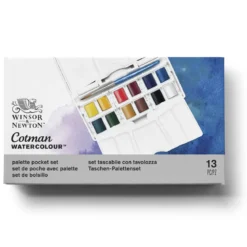 Winsor & Newton Cotman Brush Pocket Palette Set, 12 halvkoppar + pensel