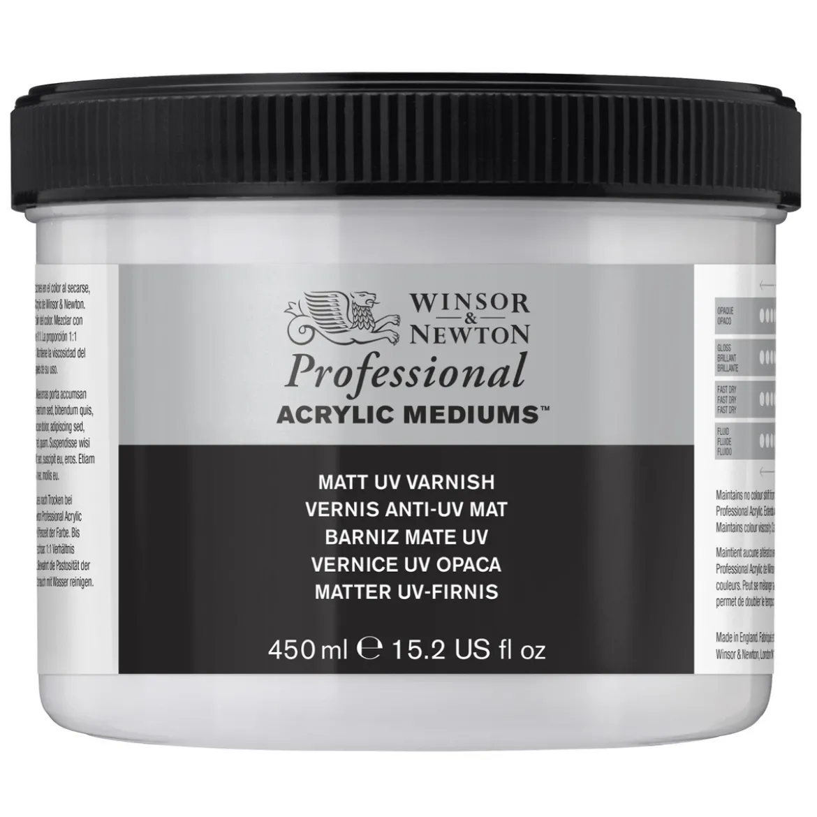 Winsor & Newton Matt UV Varnish 450 ml, skyddande fernissa mot solljus, damm etc.