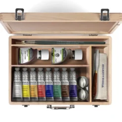 Winsor & Newton Oil Essentials Gift Set, träväska med allt för att måla med oljefärg