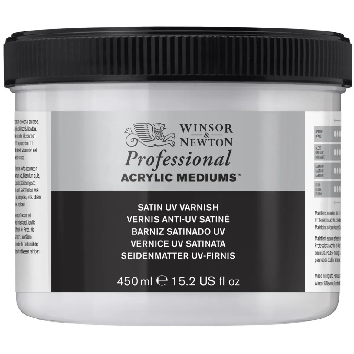 Winsor & Newton Satin UV Varnish 450 ml, skyddande fernissa mot solljus, damm etc.