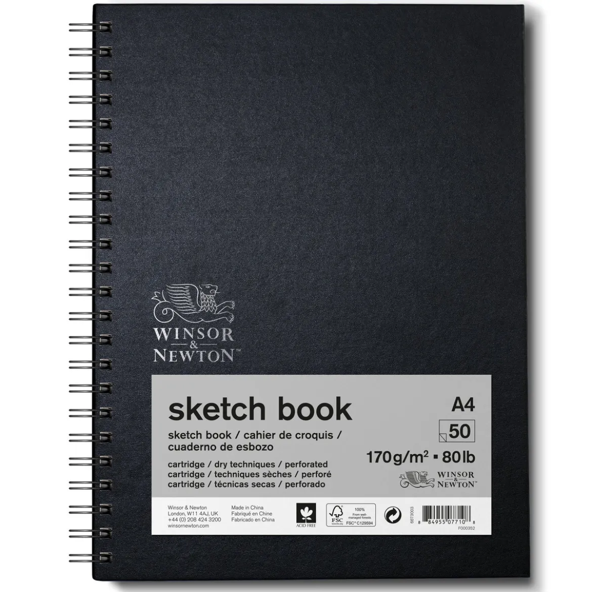 Winsor & Newton Sketch spiralbunden skissbok A5 (148×210 mm), 50 ark, 170 g/m²