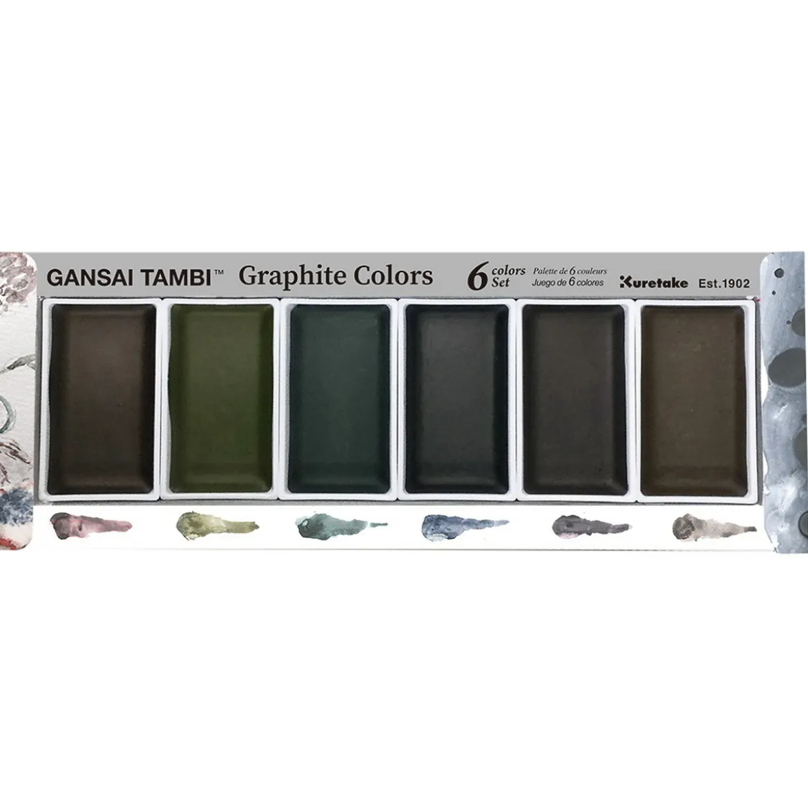 ZIG Kuretake Gansai Tambi Graphite Set – 6 st. japanska mörka akvarellfärger